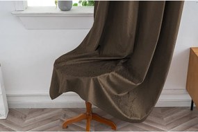 Zaciemniająca zasłona DUNES VELVET 140x250 cm, brązowa Zawieszanie: Taśma z wiązaniami