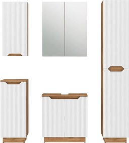 Zestaw mebli łazienkowych dąb/białe paski 59.8x32x62.1 lotta