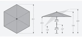 LIFE 305 cm - parasol uchylny z rączką : Substancja Desen - 846