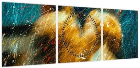 Obraz - Całujące się anioły (z zegarem) (90x30 cm)