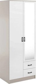 Szafa uchylna z szufladami i lustrem kaszmir + biały L5-S06