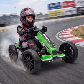 AIYAPLAY Elektryczny gokart dla dzieci 12V z 2 silnikami, 4-stopniowo regulowanym siedziskiem, systemem Soft-Start, koła EVA, reflektory LED | Aosom PL