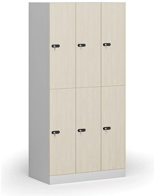 Szafka skrytkowa, 6 schowków, 1850 x 900 x 500 mm, demontaż, zamek mechaniczny z kodem, drzwi laminowane, brzoza
