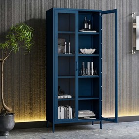 Witryna szklana do salonu granatowa Modern ANGELO 800 x 1850 x 450 mm
