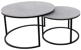 Komplet dwóch stolików kawowych loft szary + czarny B5-F29