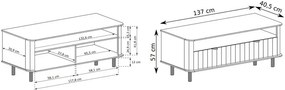 Szary ryflowany stolik pod tv glina K2-C38