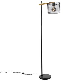 Industrialna lampa podłogowa czarna - Drum Mesh