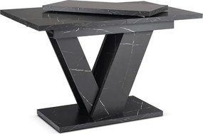 Stół Prostokątny Rozkładany CLARK 120-160 cm Czarny Marmur Glamour