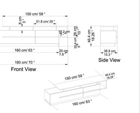 Czarna szafka pod TV w dekorze orzecha 180x46 cm Pia – Kalune Design