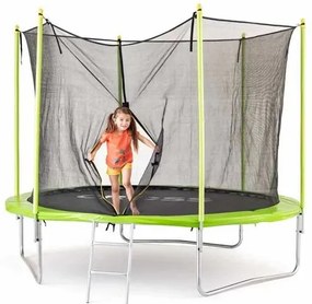 Trampolina krzyżowa z siatką i drabinką, 306 x 306x 250 cm