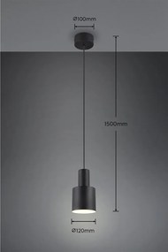 Czarna lampa wisząca z metalowym kloszem ø 12 cm Agudo – Trio