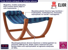 Niebieski leżak dziecięcy na bujanym stelażu - Gardeno
