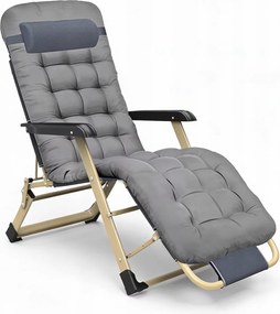 Leżak ogrodowy rozkładany Tossa DC01-GD-GR, poduszka szara, stelaż złoty