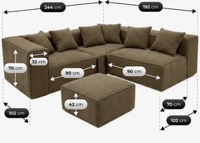 Narożnik Modułowy CERIO Brązowy Boucle Nowoczesny