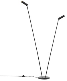 Nowoczesna lampa podłogowa czarna 2-źródła światła GU10 35mm - Thomas Nowoczesny Oswietlenie wewnetrzne