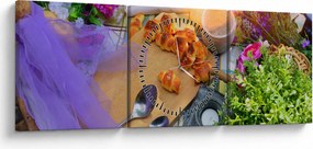 Obraz - letni piknik (z zegarem) (90x30 cm)