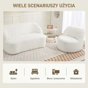 HOMCOM Nowoczesny fotel z tapicerką z futra, przytulny fotel do salonu, sypialni, biura domowego, kremowy
