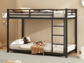 Łóżko piętrowe dla dzieci 90x200cm z metalu - Czarny
