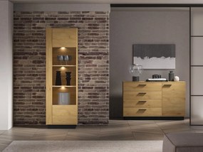 Witryna BRONX 1D 60cm dąb/czarna ML MEBLE