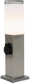 Nowoczesna lampa zewnętrzna 45 cm stalowa z gniazdkiem IP44 - Malios