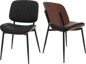 Krzesło do jadalni MCW-O44 (zestaw 2 sztuk),  orzechowy wygląd, czarne