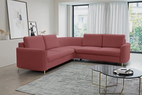 Masseno Narożnik VELA z funkcją spania i pojemnikiem na pościel Narozniki L, Rozkładana sofa - Bordowy, CASTEL 59
