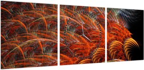 Obraz - Abstrakcyjna imitacja piór (z zegarem) (90x30 cm)