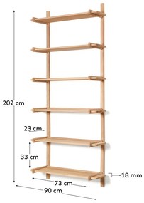 Modułowy system półek z litego drewna dębowego 90x202 cm Sitra – Kave Home