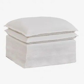 Puf Grace Z Lnu I Bawełny Tkaniny Distressed White - Sklum