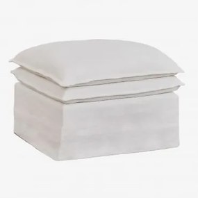 Pufa Z Lnu I Bawełny Grace Tkaniny Distressed White - Sklum