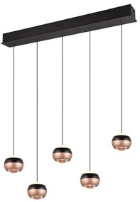 Lampa wisząca LED w czarno-miedzianym kolorze z metalowym kloszem Orbit – Trio Select