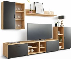 Nowoczesna meblościanka dąb artisan + czarny A9-M41