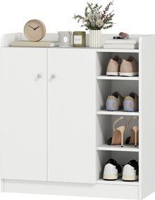 HOMCOM Szafka na buty, Komoda na buty, Półka na buty, 4 Półki. 1 Szafa, 83 cm x 30 cm x 90 cm, Biały