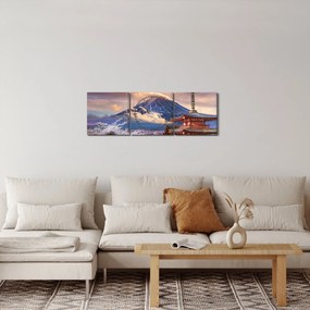 Obraz - Góra Fuji (z zegarem) (90x30 cm)