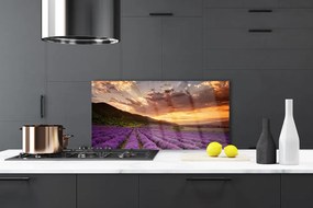 Szkło Ozdobne do Kuchni Lawendowy Pejzaż o Zmierzchu