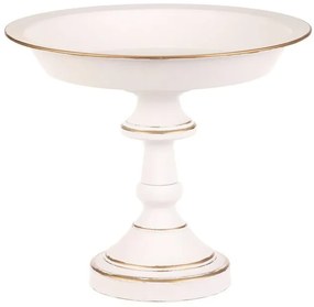 Metalowa miska dekoracyjna na stojaku 26 cm, biała, 26 cm