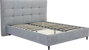 Łóżko 180 x 200 cm z pikowanym zagłówkiem - Tkanina - Szary - NIRPIO