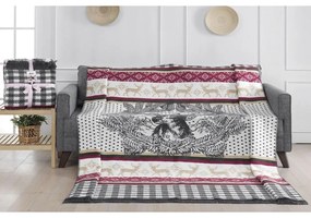Szarobeżowy koc ze świątecznym motywem z mieszanki bawełny 150x200 cm – Mila Home