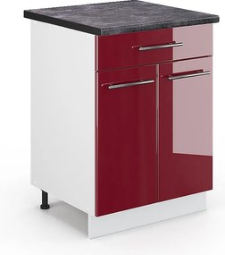 Szafka dolna do kuchni bordowa czerwień wysoki połysk 60x60x82 fame-line