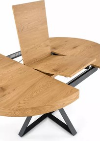 Nowoczesny rozkładany stół Merci na czarnych metalowych nogach z okrągłym blatem MDF okleinowany 120 cm w stylu loft