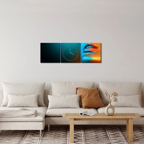 Obraz - Błyszcząca twarz (z zegarem) (90x30 cm)