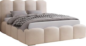 Łóżko do sypialni 180x200 cm Zenna - pojemnik, stelaż metalowy, aksamit - beżowy (Magic Velvet 2201)