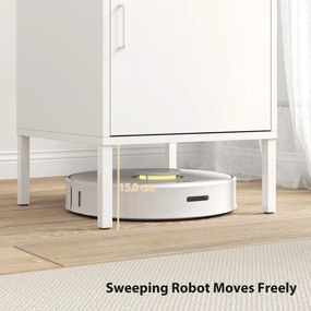 HOMCOM Stolik nocny ze stali, stolik pomocniczy do różnych zastosowań, regulowana półka, do sypialni, salonu, biały