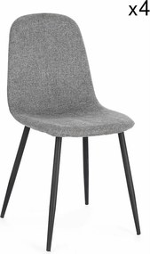 Zestaw 4 krzeseł w ciemnoszarej tkaninie i antracytowej stali - IRELIA