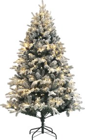 HOMCOM Sztuczna Choinka, 180 cm, LED, z efektem śniegu, ognioodporna, metalowa podstawa | Aosom PL