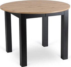 Stół Okrągły Rozkładany HARRY 102-142 cm Dąb Artisan/Czarny Nowoczesny