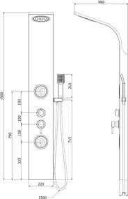 Mexen Gros panel prysznicowy, chrom - 7619-03-00