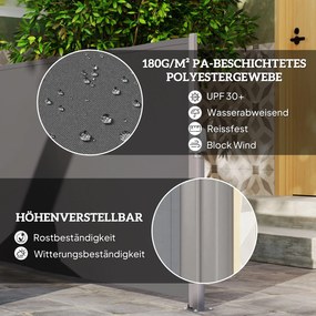 Outsunny Rozsuwana Markiza Boczna z Ochroną Prywatności na Balkon i Taras, Ciemnoszara, 300x140cm