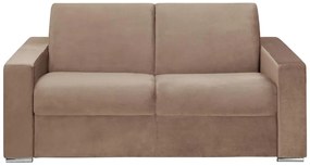 Kanapa 2-osobowa rozkładana z weluru CALITO - Kolor beżowy - Łóżko 120 cm - Materac 14 cm