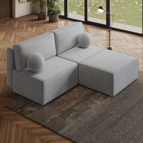 Masseno Narożnik VARNA z funkcją spania i pojemnikiem na pościel Narozniki L, Rozkładana sofa - Jasnoszary, POSO 55